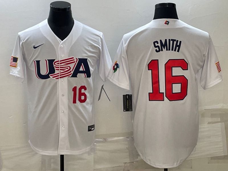 Men 2023 World Cub USA #16 Smith White Nike MLB Jersey7->more jerseys->MLB Jersey